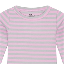 BIRKHOLM Stribet Rib Body Meleret Grå & Baby Lyserød